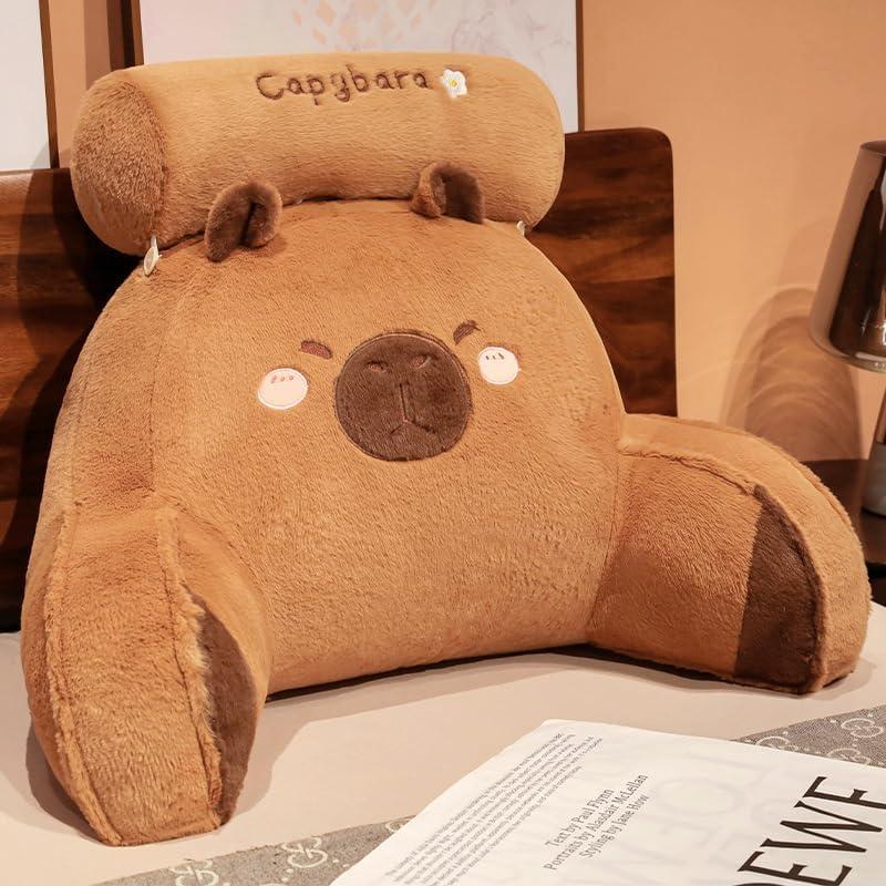 Sexysamba Bed Rest Reading Pillow - Kawaii Soft Lumbar Pillows Rest Cushion with Washable Cover, Bedrest Pillow with Arms for Sitting in Bed, Relaxing, Watching TV, Gaming, Cars - Capybara,Small