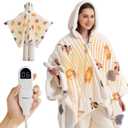 Bedsure Heated Blanket Wearable Shawl - Electric Wrap Poncho Blanket Hoodie for Adult, Winter Gifts for Mom Women Girlfriend, Warm Sherpa Heating Throw, Auto Shut Off, 55x64 inches, Throw, 06 - Printed Cat