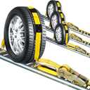 E Track Tire Straps for Trailer Heavy Duty 2" x 10' Auto Hauler Strap-10,000lb Break Strength-(4) Premium Vehicle Tie Down Kit with Rubber Blocks Wheel Tie-Downs for Truck, UTV