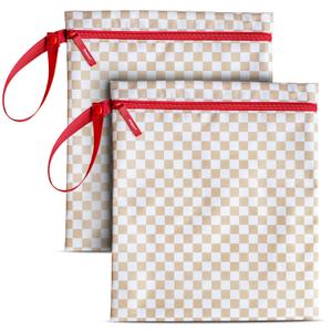 Bodysurf Wet Bags for Baby, Toddlers, Kids  2 Pack Large Reusable Wetbag for Swimsuits, Diapers, Daycare, Gym, Laundry  Waterproof Diaper Bag Accessory & Baby Travel Essentials (Checkered, Tan)
