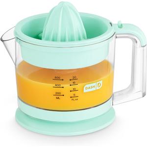 Dash Dual Electric Citrus Juicer Machine - Orange Juicer and Lemon Squeezer with Auto-Reversing Reamer, Adjustable Pulp Control, Mess-Free Spout, 20 oz Juice Container-Lime Squeezer for Home - Aqua