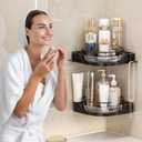 360Rotating Corner Shower Caddy(2-Pack), No-Drill Adhesive Shower Shelf Organizer with Hooks, Lazy Susan Bathroom Storage for Bathtub, Shower Corner & Kitchen Sink, Space Saving Bathroom Organizer