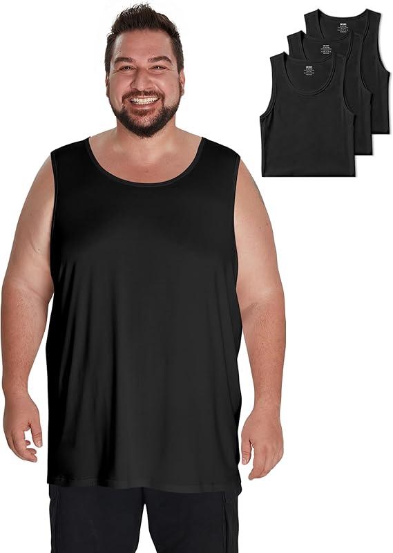 Big & Tall Quick Dry Tank Tops for Men, Moisture Wicking & Stretch Fit Sleeveless Muscle Shirts, Size 5X, 2 Pack