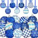 Blosssound 16 Pcs Hanukkah Hanging Tree Ornaments Ball Star of David Happy Hanukkah Ball Decoration White Blue Chanukah Hexagram Home Hanging Ornament 1.57 Inch for Jewish Menorah Xmas Party Gift