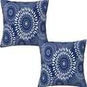 Boho Pillow Covers 16x16 Set of 2Decorative Home Outdoor Boho Pillow Case for Couch Bed Car, Bule