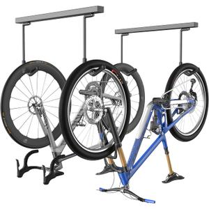 Ultrawall Ceiling Bike Rack for Garage, Indoor Bike Storage Hanger for up to 2 Bikes (Horizontally), 4 Bikes (Vertically) with Adjustable Cycling Hooks, 25 Inch