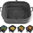 Loveuing Silicone Air Fryer Liners Square - Reusable Airfryer Collapsible Basket - Easy to Clean Air Fryers Pot for 5.8 to 8 Qt Baking Tray Oven Accessories, 8.5 Inch Large