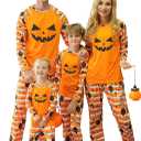 Family Matching Halloween Pajamas Set, Halloween Pumpkin Print PJs Sets 2 Pieces Loungewear Sleepwear Adult (X-Large)