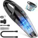 Handheld Vacuum Cordless Rechargeable with LED Light, Car Vacuum Portable Cordless, Hand Vacuum Cleaner Car Seats, Home, Quick Cleanup, Strong Suction, Lightweight, Includes Crevice Nozzle & Brush (Black Light White Gray)