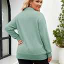 Chulianyouhuo Womens Plus Size Half Zip Pullover Long Sleeve Oversized Sweatshirt Drop Shoulder Hoodie Teen Girls Y2K Clothes Lakegreen, 5XL