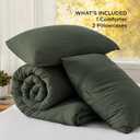 Bedsure Queen Comforter Set, Dark Green Soft Prewashed Bedding for All Seasons, 3 Pieces Gentle Soft Bed Set, 1 Lightweight Comforter (90"x90") and 2 Pillowcases (20"x26")