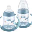 NUK First Choice Learner Cup 2.0, 5 oz. Sippy Cup with Handles, Spill Proof, Leak Proof Soft Straw Cup, 2-pack