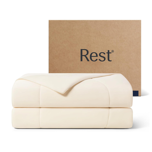 REST Evercool Cooling Comforter, King/Cali King, Blanket for Hot Sleepers, All Season Bedding to Keep Cool for Night Sweats, Breathable Lightweight Duvet, 106x90 Inches, Snow Ivory