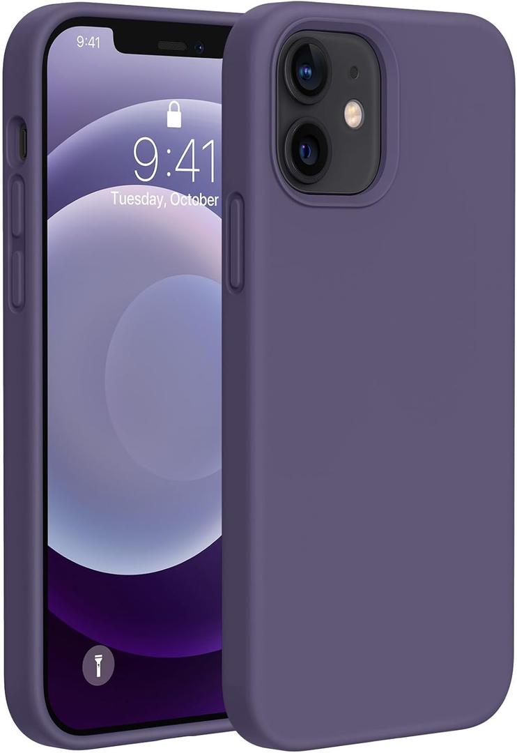Miracase Compatible with iPhone 12 Case and iPhone 12 Pro Case, Liquid Silicone Gel Rubber Full Body Protection Shockproof Drop Protection Phone Case for iPhone 12/12 Pro 6.1 inch, Dark Purple