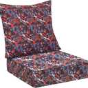 Outdoor Cushions for Patio Furniture,Outdoor Seat Cushion Set 24 x 24 x 5.75 Inch,Waterproof & Fade Resistant Outdoor Chair Cushions,Deep Patio Chair Cushion with Removable Cover,Artistic Floral