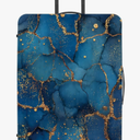 FOREVER QUEEN Blue Gold Luxury Marble Luggage Cover Suitcase Protector Suitcase Cover Anti-Scratch,Stretchable Bag Cover Washable Durable Polyester, L