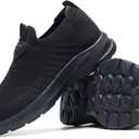 Hetohec Mens Walking Shoes Lightweight Breathe Casual Mesh Running Shoes Slip On Fashion Tennis Sneakers Comfort Gym Workout Trainers, 10, Black