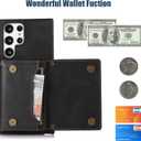 Asuwish Phone Case for Samsung Galaxy S22 Ultra 5G Wallet Cover with Screen Protector and Card Holder Slot Stand Leather Bling Glitter Cell Accessories S22ultra 22S S 22 S22ultra5g 6.8 Women Men Black