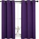 NICETOWN Thermal Insulated Blackout Draperies Curtains, Triple Weave Home Decoration Solid Ring Top Blackout Drape Panels for Bedroom (Set of 2, 34 x 45 inches, Royal Purple)