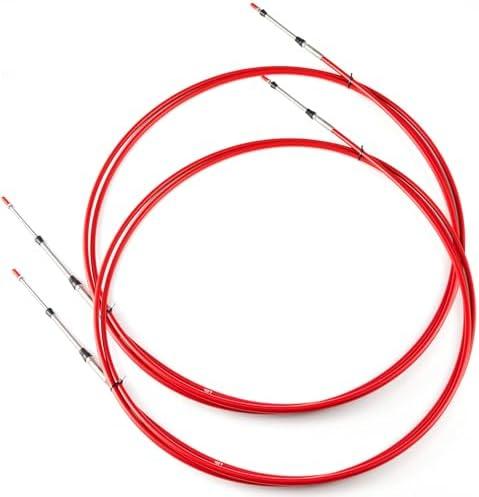 Datanly 2 Pcs 16ft Boat Throttle Cables 33C Marine Shift Control Box Cable for Outboard Engine Boat Motor Steering System Red