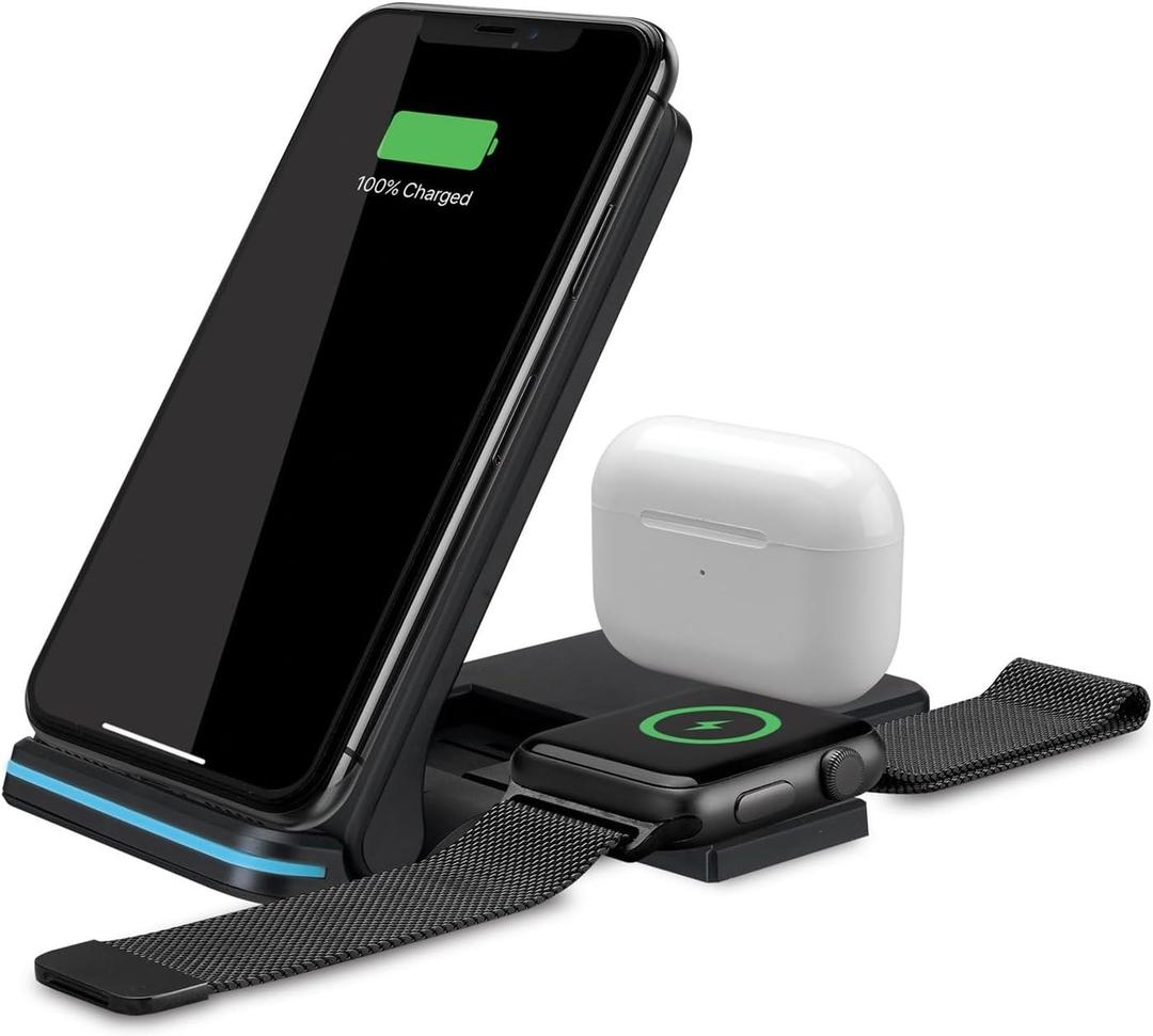 iLive 3-in-1 Wireless Charging Stand Black