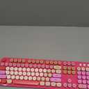 Wireless Keyboard and Mouse Combo, Ergonomic Full Size Typewriter Retro Round Keycaps Keyboard, Compatible with Windows, PC, Perfer for Home and Office Keyboards Red