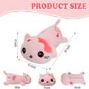 Microwave Weighted Cat Stuffed Animal - 2.2 Pounds Big Pink Cat Plush Machine Washable Unscented Cute Heating Pad Animal Pillow Warm Plushies Toy for Adults Kids Pink Flower Embroidery 15 Inch, 6 inches x 10 inches x 15 inches