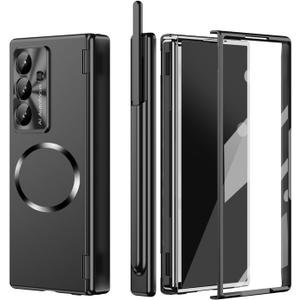 for Samsung Galaxy Z Fold 7 Case,Built-in [Screen Protector] [Hinge Protection] [Pen Holder] Full Body Protective Magnetic Phone Case for Galaxy Z Fold 7 (Black)