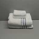 Bath Towel Set_White Towel For Bathroom, Luxury Hotel &Spa Quality, 100% Cotton .Includes 2 Large Bath Towels, 2 Hand Towels and 2 Washcloths.Super Soft, Absorbent & Decorative (White/Azure Blue)