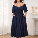 CICIDUDU Plus Size Casual Summer Boho Maxi Dress for Curvy Women Short Sleeve Tiered Flowy A-line Long Dress with Pockets (XL)