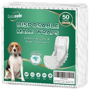 Dog Diapers Male Small 50 Ct, Male Dog Diapers Disposable with Wetness Indicator, Adjustable Puppy Diapers Male, Flashdry Gel Technology, Male Dog Wraps for Incontinence & Marking 60count