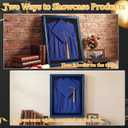 CroBlissful 1 Pcs 17"x23" Graduation Shadow Box Frame Large Wood Display Case with Stick Pins Hanging Hardware Graduation Gown Display Memory Shadow Box for Cap Gown Diploma Stole Cords (Blue)
