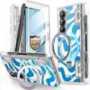 i-Blason Cosmo for Samsung Galaxy Z Fold 6 Case with MagSafe Stand & S Pen Holder [Built-in Tempered Glass Screen Protector] [Hinge Protection] Full Protective Magnetic Case for Z Fold 6 (BlueSwirl)