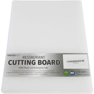 Thirteen Chefs Plastic Cutting Board - 18 x 12 x 0.5 Inch, Professional Grade HDPE, NSF Approved, Large Size and Dishwasher Safe (White)