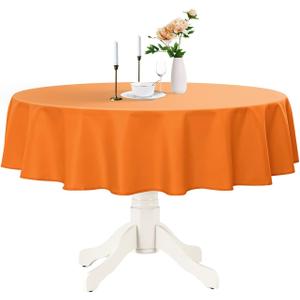 Romanstile Round Waterproof Tablecloth, Stain Resistant Washable Table Cloths Wrinkle Free Polyester Table Covers for Kitchen Dining Party Wedding Indoor and Outdoor - Orange, 60 Inch