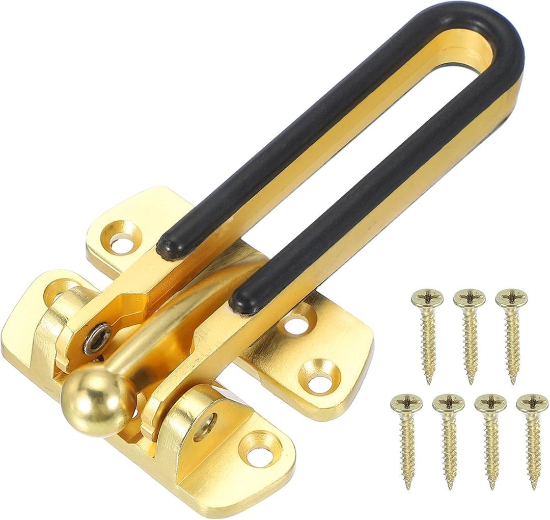 MECCANIXITY Door Chain Lock, Door Swing Bar Lock for Home Security Front Doors and Inside Doors with 7 Pcs Screws for Home Bedroom Hotel Apartment, Gold