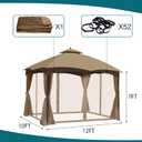 Wonwon Outdoor Gazebo Canopy 4-Panel Screen Walls with Zipper - Mosquito Netting for 10' x 12' Gazebo (Khaki)
