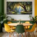 Green Willow Tree Canvas Wall Art Large Botanical Nature Wall Painting, 58"L x 29"W