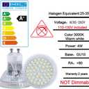 MR16 led spot Light GU10 4W 85-265V 120V Non-dimmable 120 Degree 3000k Warm White Soft White LED Spotlight 35w Halogen Bulb Replacement (Warm White 3000K 6pcs)