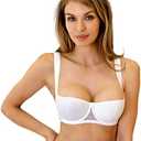 Rosme Women's Balconette Bra with Push Up Effect Plus Size Sexy Lace Demi Half Cup Bra Underwired Low Cut Mesh Bras Grand. Size: 32DD