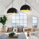 Black-Farmhouse Pendant-Light Hanging-Lamp Fixtures - 16 inch Kitchen Island Pendant Lights Industrial Dome Ceiling Lighting Dining Room Large Vintage Light for Indoor Black and Gold