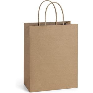 BagDream 25Pcs Brown Gift Bags 8x4.25x10.5 Kraft Paper for Gifts, Shopping Retail Merchandise Grocery Sacks, Brown Paper Bags with Handles Bulk Medium