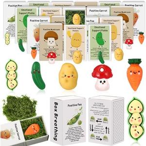 Cinnvoice 75 Set Bulk Gifts Employee Appreciation Gifts for Coworker Back to School Desk Pets for Student Teacher Thank You Emotional Support Cute Resin Ornaments with Cheer up Card Box (Mushroom)