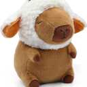 Capybara Plush, Cute Capybara Plush Toy Wear Removable Lamb Hat, Kawaii Soft Capybara Plushie Pillow, 14 inch Capybara Stuffed Animal Hugging Plushy Gifts for Kids Adults (Medium)
