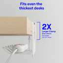 CarryUp Under Desk Cable Tray, No Drill Wire Management Clamp, Computer Cord Organizer, Cable Hider & Holder, Cord Keepers for Home Office Organization, Powder Coated Metal, Dorm Essentialss - Cream