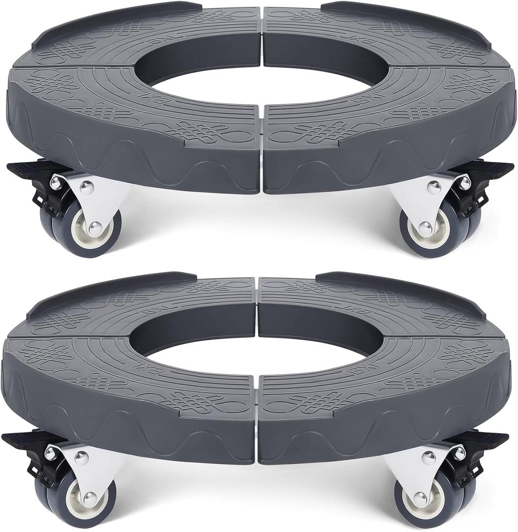 W B D WEIBIDA 2pk Trash Can Roller Base with Wheels - Adjustable 15-19 Inch Drum Dolly - Heavy Duty Multi-functional Cart (Gray)