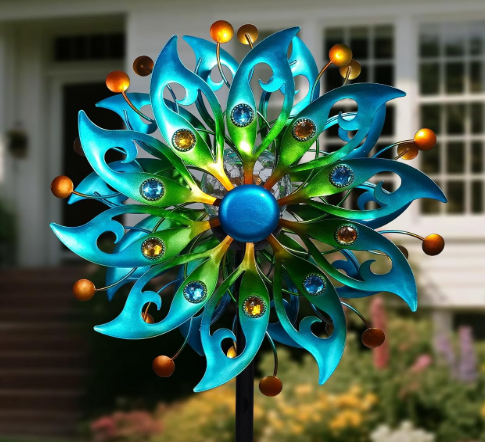 Solar Wind Spinners Outdoor, Yard Decorations Outdoor, Peacock Decor
Hand-Crafted Art,Weather-Resistant,Heavy-Duty,Whisper-Quiet Dual-Bearing,Auto-Glow Solar Crackle Ball,Stable 5-Prong Stake
