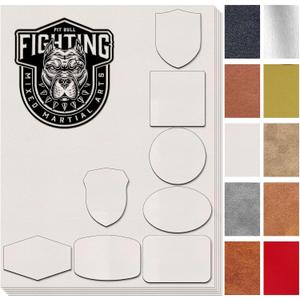 [White]Leatherette Sheets for Laser Engraving Hat Iron-on with Heat Press Adhesive Backing,Blank Laserable Engravable/Engraver Faux Leather Patches Material(5 Large Pieces)