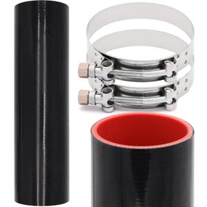 Taigoehua ID 3inch 4-Ply Straight Coupler Silicone Hose 5mm Thickness 12inch Length With 2 X Stainless Steel T-clamps (3inch(76mm))