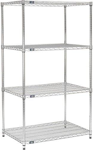 Nexel Adjustable Wire Shelving Unit, 4 Tier, Commercial Dry Storage Rack, 21" x 30" x 63", Chrome